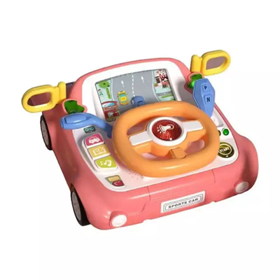 اسباب بازی فرمان ماشین موزیکال صورتی Electric Multifunctional Steering Wheel Toy_اسباب بازی